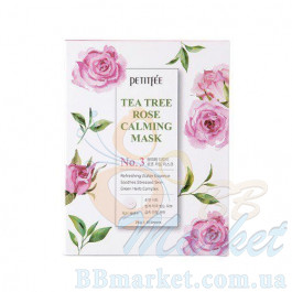 Заспокоююча маска для обличчя з екстрактом чайного дерева та троянди PETITFEE Tea Tree Rose Calming Mask 25g