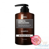Безсульфатный шампунь для волос "Английская роза" KUNDAL Honey & Macadamia Shampoo English Rose 500ml